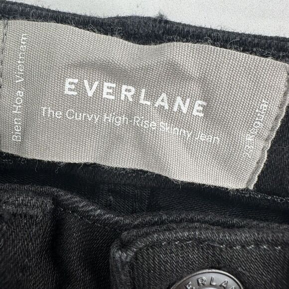 Everlane Jeans Curvy Authentic Stretch High Rise Skinny Womens 23 Ankle Black - Picture 6 of 8